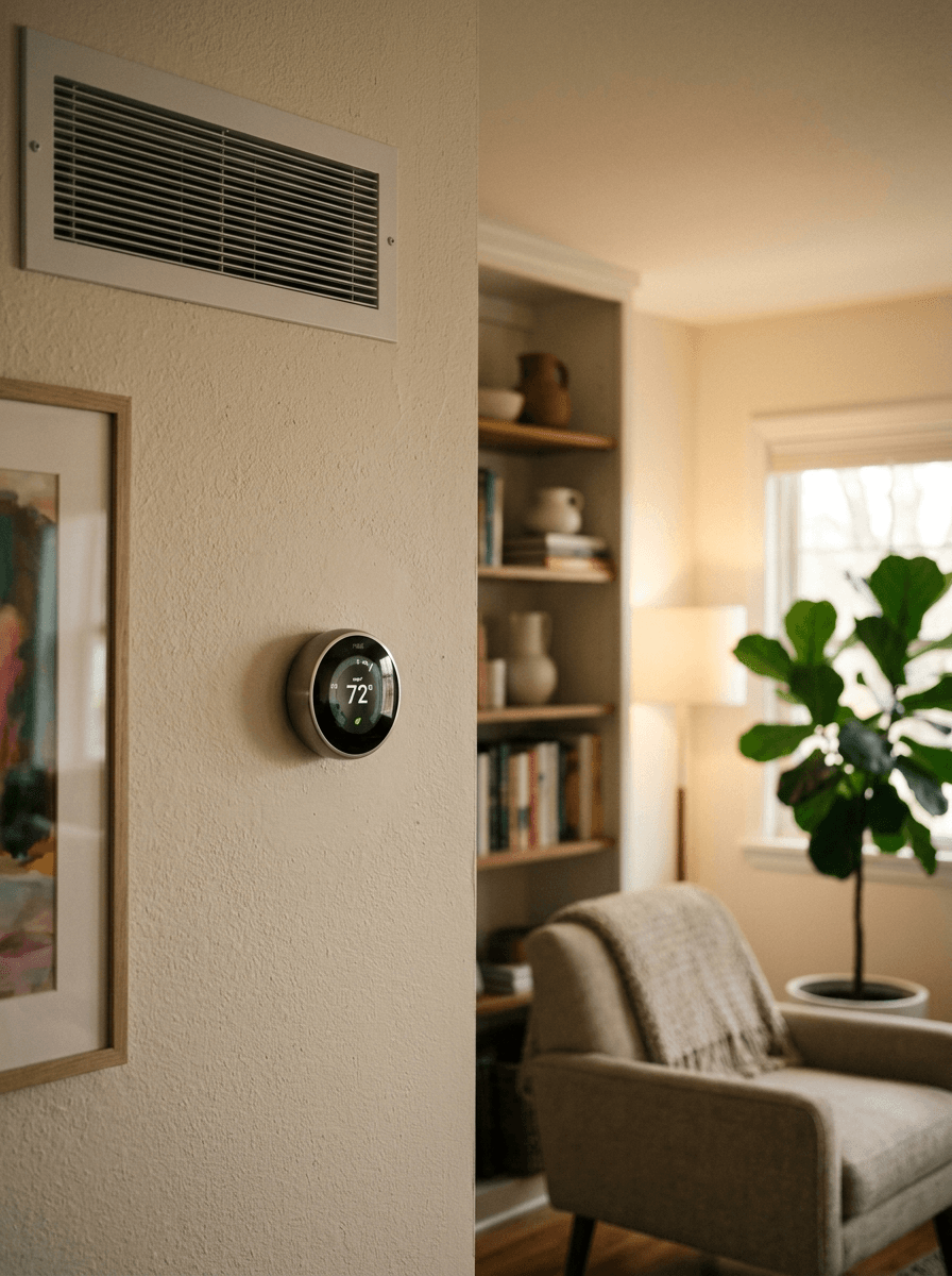 Refined residential HVAC detail integrated into an elegant interior