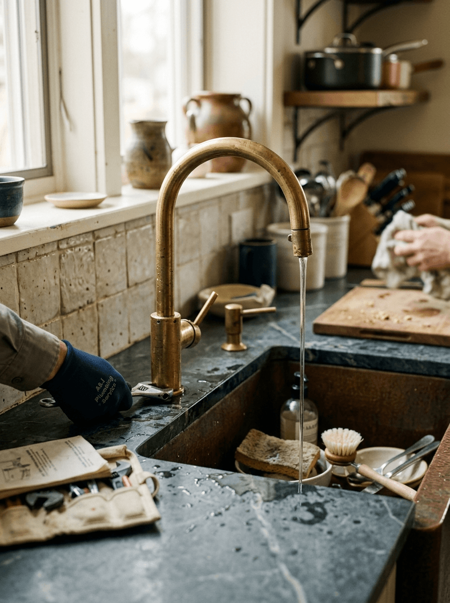 Luxury sink installation with premium brass fixtures